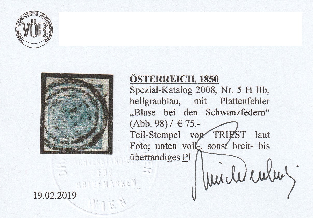 1850 9Kr. němé raz. Tabor, atest Ferch špatně ,Steiner,